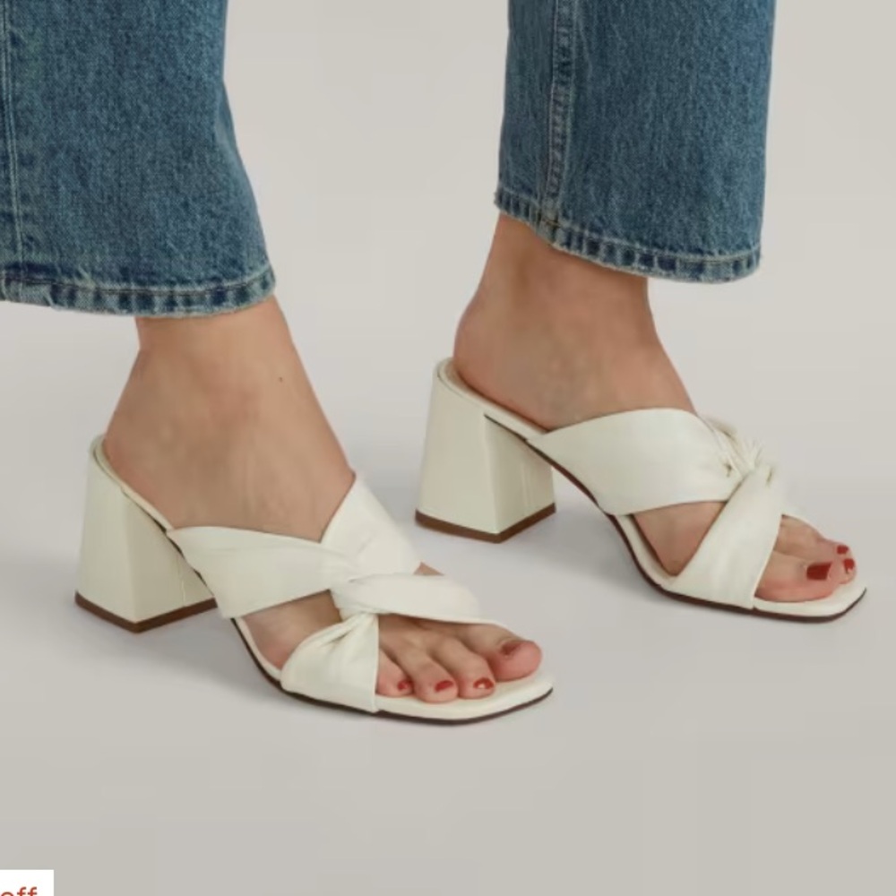 Everlane The Day Twist Heel in Canvas slip on sandal Nappa leather cream 9